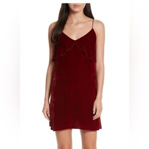 NWOT* Alice + Olivia Red Bess Ruffle Velvet Mini Slipdress Size Small